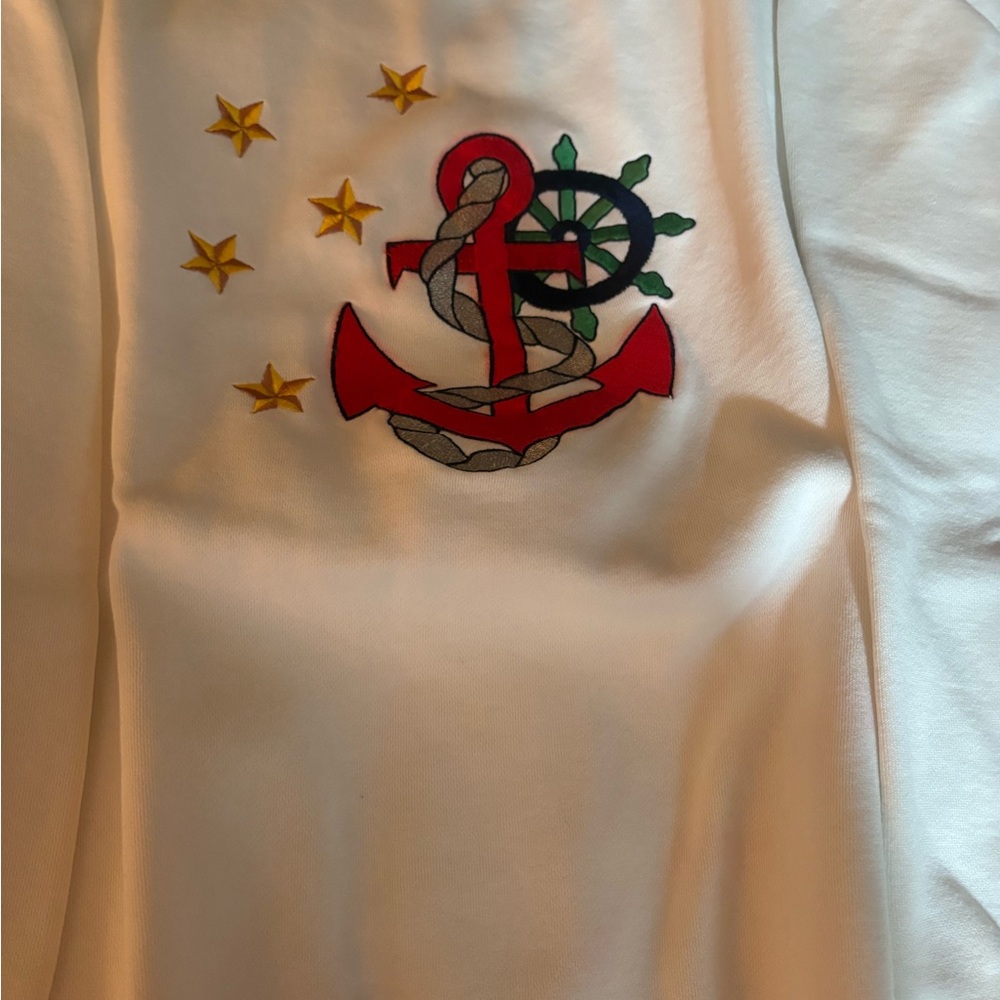 Anchor and Stars Embroidered White Sweatshirt